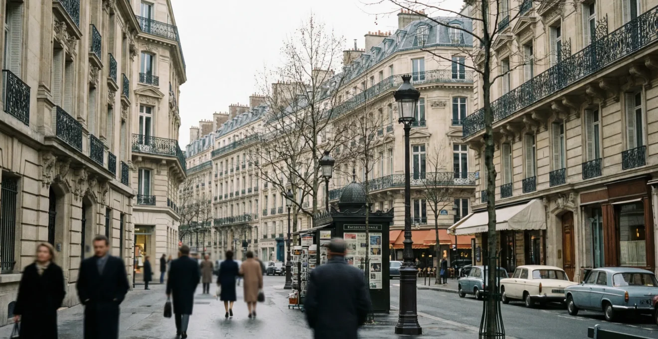 Rue typique du 8e arrondissement de Paris avec façades haussmanniennes